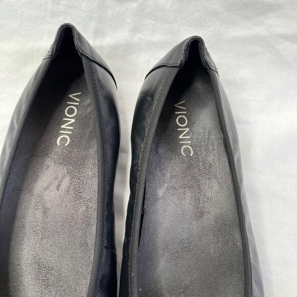 Vionic Womens Black Minna Leather Sequin Cap Toe Ballet Bow Flats size 8 - Picture 5 of 11